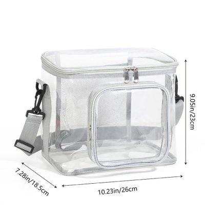 Clear PVC Shoulder Bag - Transparent Travel and Stadium-Approved Tote with Zipper(Gray)