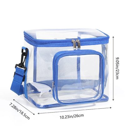 Clear PVC Shoulder Bag - Transparent Travel and Stadium-Approved Tote with Zipper(Blue)
