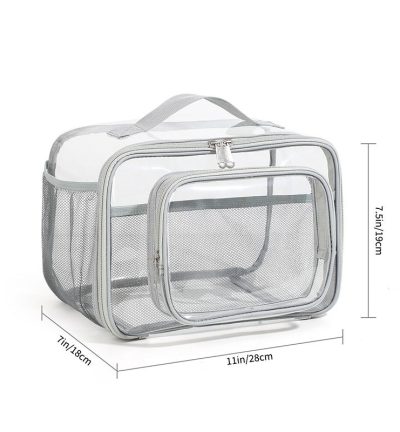 Clear PVC Tote Bag with Handle - Transparent Stadium-Approved Travel Organizer(Gray)