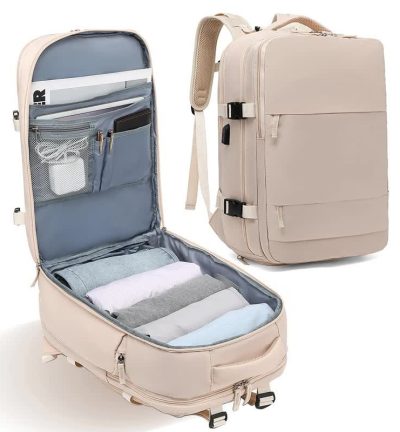 Multi-Compartment Travel Backpack with Shoe Storage and Wet-Dry Separation (Apricot)31cm(L)*17cm(W)*42cm(H)