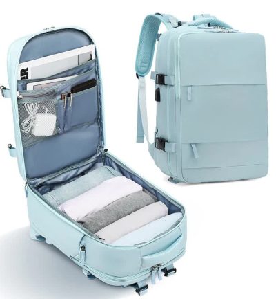Multi-Compartment Travel Backpack with Shoe Storage and Wet-Dry Separation (Light Blue)31cm(L)*17cm(W)*42cm(H)