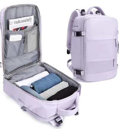 Multi-Compartment Travel Backpack with Shoe Storage and Wet-Dry Separation (Purple)31cm(L)*17cm(W)*42cm(H)