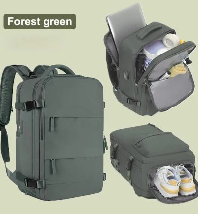 Multi-Compartment Travel Backpack with Shoe Storage and Wet-Dry Separation (Forest Green)31cm(L)*17cm(W)*42cm(H)