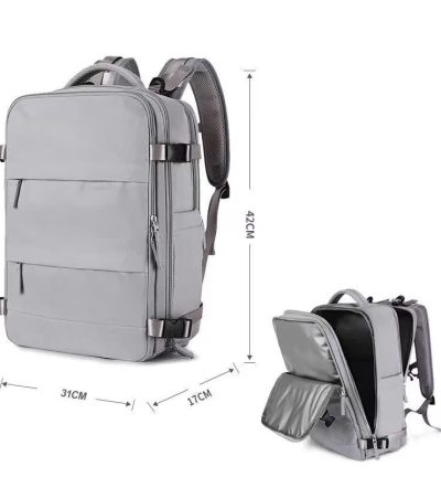 Multi-Compartment Travel Backpack with Shoe Storage and Wet-Dry Separation (Gray)31cm(L)*17cm(W)*42cm(H)
