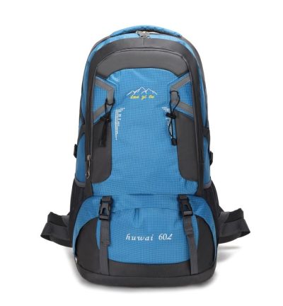 Large 60L Blue Waterproof Hiking Backpack for Travel, Camping, and Outdoor Adventures - Durable and Lightweight