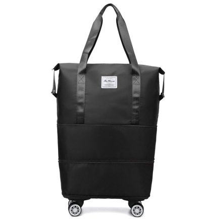 Black Large Capacity Foldable Travel Bags with Wheels - Lightweight Waterproof Duffel Totes