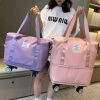Pink Large Capacity Foldable Travel Bags with Wheels - Lightweight Waterproof Duffel Totes - Image 4