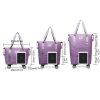 Pink Large Capacity Foldable Travel Bags with Wheels - Lightweight Waterproof Duffel Totes - Image 5