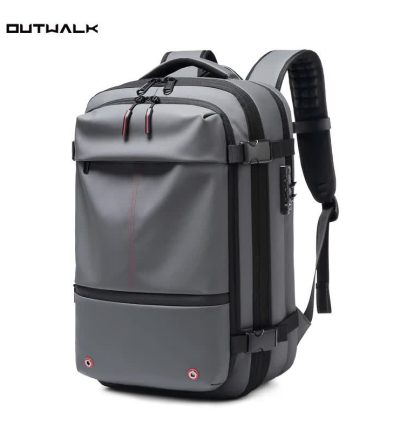 Gray Expandable Waterproof Laptop Backpack - Fits 17-Inch Laptop, Anti-Theft Design, Travel Friendly