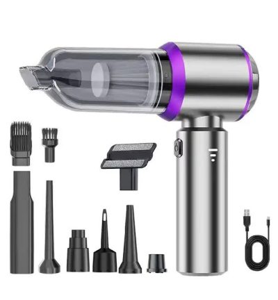 Silver Purple ST-6653Plus Cordless Handheld Vacuum Cleaner - 16000PA Suction, 2000mAh Battery, Type-C Rechargeable