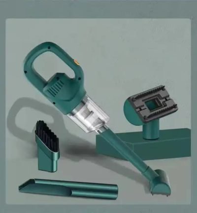 Green Portable Cordless Vacuum Cleaner - 120W, 10KPa Suction, 2000mAh Battery, Lightweight Design, with Soft Brush Attachment