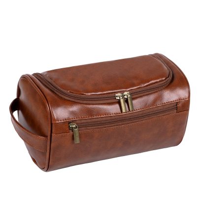 Brown Large Capacity Travel Toiletry Bag - Portable Waterproof Makeup Organizer for Business & Vacation
