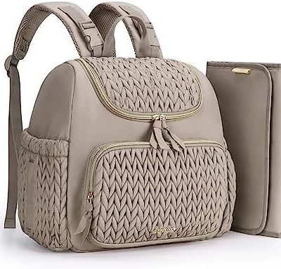 Brown Travel Backpack with Diaper Changing Mat - Small Size, Insulated Pocket,Perfect for Moms on the Go