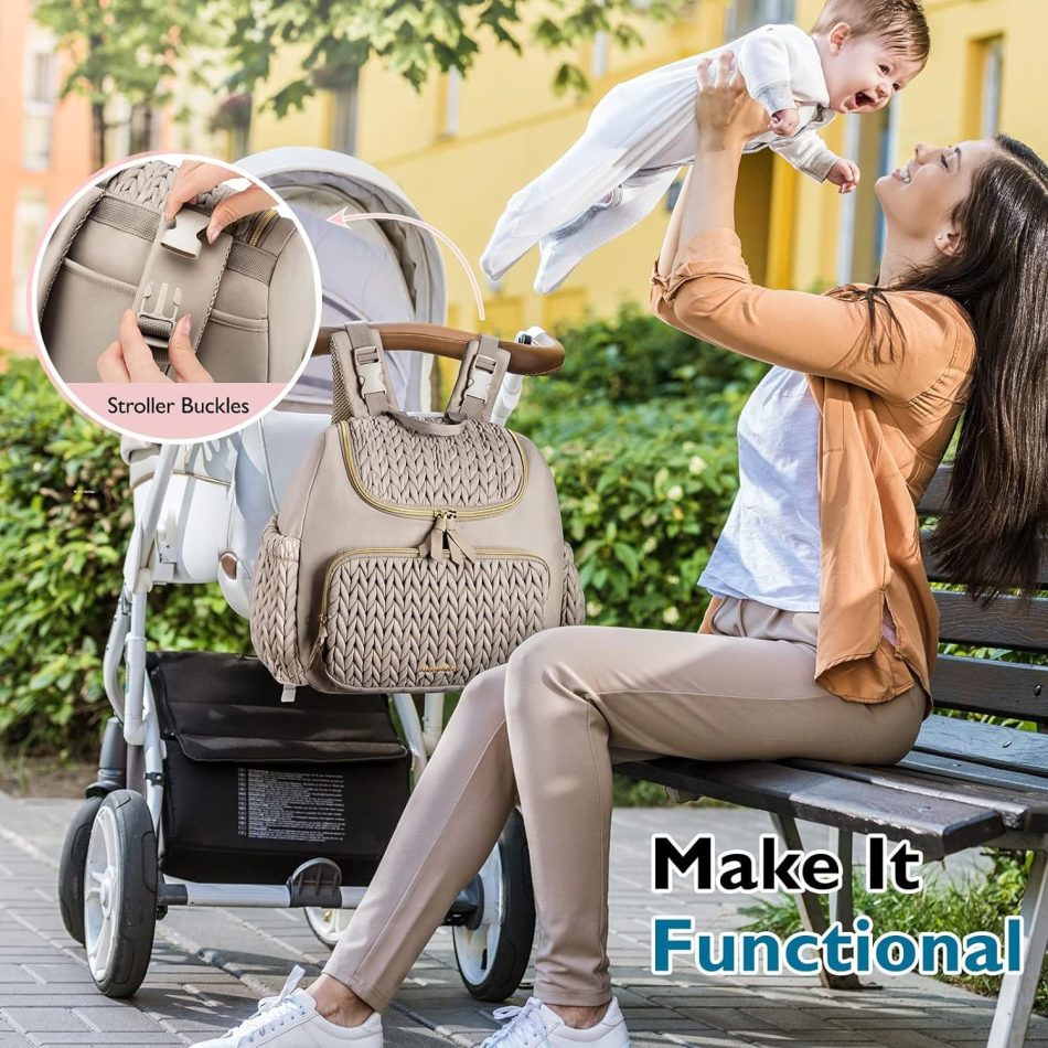 Pink Travel Backpack with Diaper Changing Mat - Small Size, Insulated Pocket,Perfect for Moms on the Go - Image 2