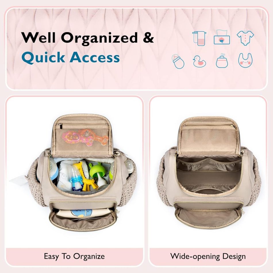 Pink Travel Backpack with Diaper Changing Mat - Small Size, Insulated Pocket,Perfect for Moms on the Go - Image 3