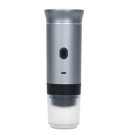 Metallic Silver Portable Espresso Coffee Machine - Universal 3-in-1 Capsule, Coffee Powder, and Espresso Maker