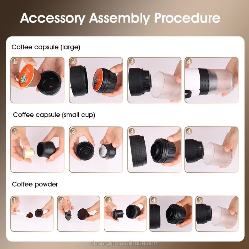 Grey Portable Espresso Coffee Machine - Universal 3-in-1 Capsule, Coffee Powder, and Espresso Maker - Image 7