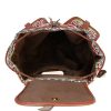 Lozenge Pattern Bohemian Style Canvas Backpack - Vintage Tribal Pattern Travel Bag with Leather Straps - Image 5