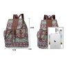Circular Pattern Bohemian Style Canvas Backpack - Vintage Tribal Pattern Travel Bag with Leather Straps - Image 2