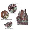 Circular Pattern Bohemian Style Canvas Backpack - Vintage Tribal Pattern Travel Bag with Leather Straps - Image 3
