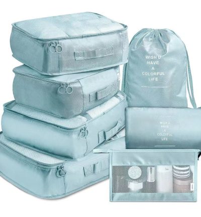 Blue Travel Packing Cube Set  - 7-Piece Luggage Organizer for Clothes, Toiletries, and Accessories