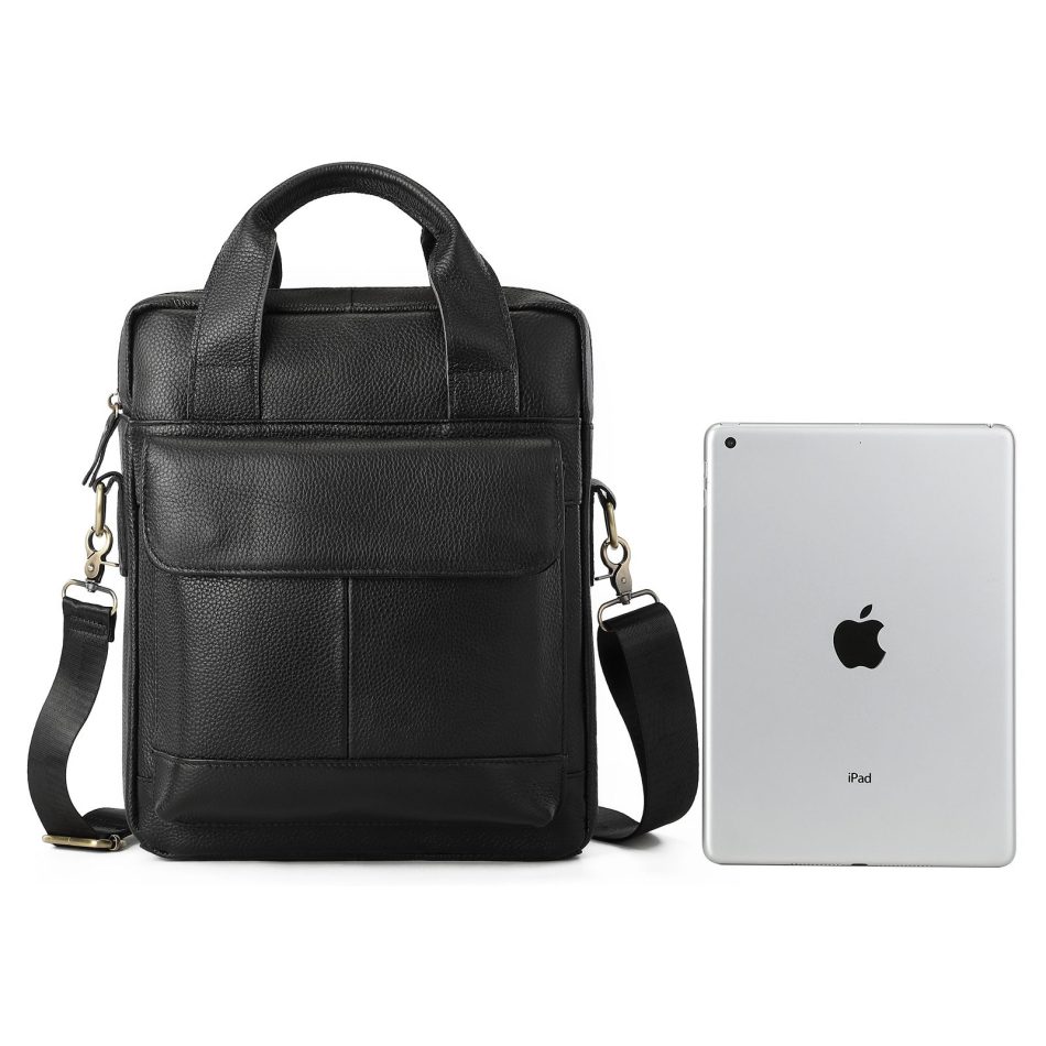 Black Men's Genuine Leather Shoulder Bag - Vintage Business Briefcase - Image 2