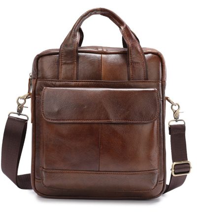Brown Men's Genuine Leather Shoulder Bag - Vintage Business Briefcase