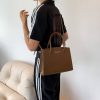 Light Brown Elegant Faux Crocodile Leather Handbag - Stylish Tote Bag with Adjustable Strap - Image 5