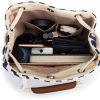 Blue Canvas Bucket Tote Bag with Leather Handle - Image 3
