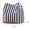 Blue Canvas Bucket Tote Bag with Leather Handle - Image 5