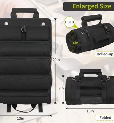 Heavy-Duty Tool Organizer Roll with Detachable Pouches