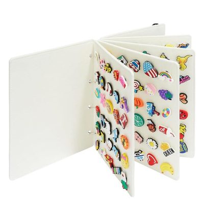 White Felt Storage Book for Shoe Charms and Pin Collectibles, Durable Organizer