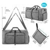 Grey Large Foldable Travel Duffel Bag with Shoe Compartment and Carry Pouch - Lightweight, Durable, and Spacious - Image 5