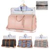 Blue Stripe Convertible Garment Duffel Bag with Leather Accents - Travel Weekender Bag for Suits and Dresses - Image 2