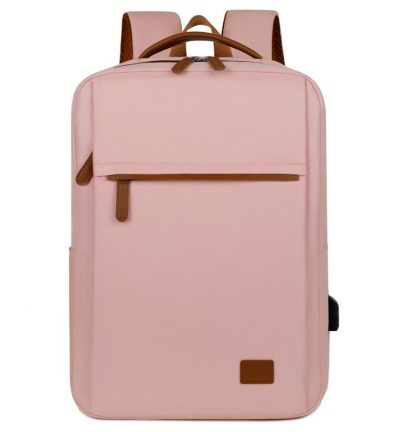 Pink Minimalist USB Charging Laptop Backpack - Elegant and Spacious Travel Bag