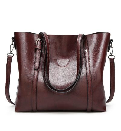 Dark Brown Fashionable Soft Leather Women's Handbag, Large Capacity Shoulder & Crossbody Tote, Casual Bucket Bag
