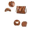 Black Fashionable Soft Leather Women's Handbag, Large Capacity Shoulder & Crossbody Tote, Casual Bucket Bag - Image 3
