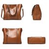 Black Fashionable Soft Leather Women's Handbag, Large Capacity Shoulder & Crossbody Tote, Casual Bucket Bag - Image 4