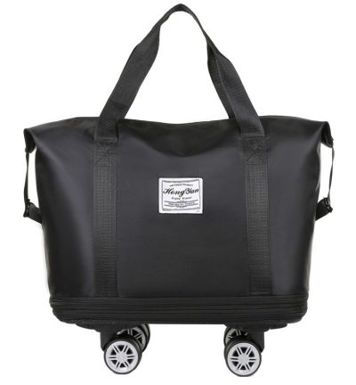 Black Large Capacity Travel Bag with Expandable Design, Waterproof & Wet-Dry Separation, 360° Spinner Wheels - Ideal for Students, Business, and Maternity