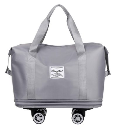Grey Large Capacity Travel Bag with Expandable Design, Waterproof & Wet-Dry Separation, 360° Spinner Wheels - Ideal for Students, Business, and Maternity