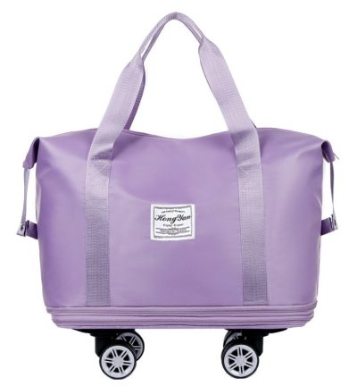 Light Purple Large Capacity Travel Bag with Expandable Design, Waterproof & Wet-Dry Separation, 360° Spinner Wheels - Ideal for Students, Business, and Maternity