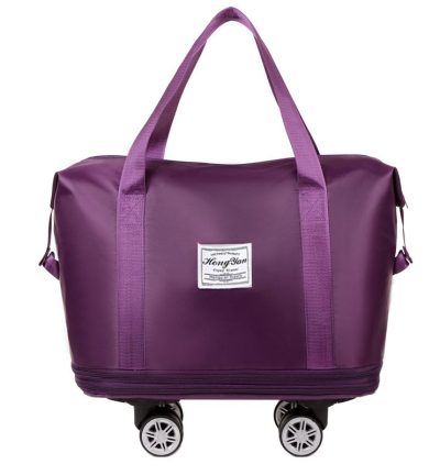 Dark Purple Large Capacity Travel Bag with Expandable Design, Waterproof & Wet-Dry Separation, 360° Spinner Wheels - Ideal for Students, Business, and Maternity