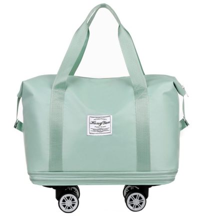 Light Green Large Capacity Travel Bag with Expandable Design, Waterproof & Wet-Dry Separation, 360° Spinner Wheels - Ideal for Students, Business, and Maternity