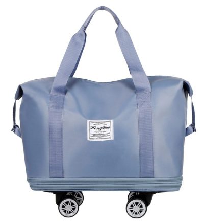 Blue Large Capacity Travel Bag with Expandable Design, Waterproof & Wet-Dry Separation, 360° Spinner Wheels - Ideal for Students, Business, and Maternity