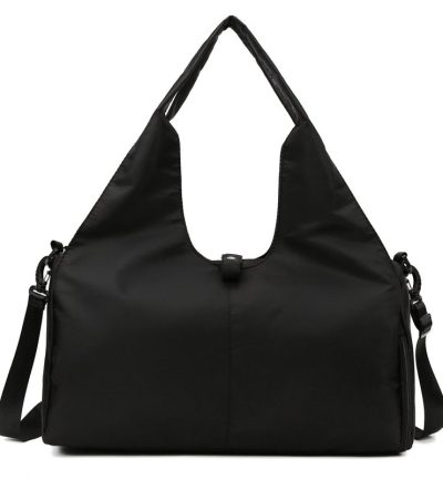 Black Oxford Fabric Women's Shoulder Bag, Large Capacity Yoga & Gym Bag with Separate Shoe Compartment - Stylish & Functional Sport Bag