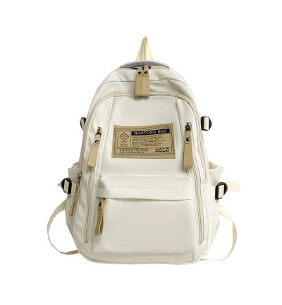 White Stylish and Simple Backpack for High School and College Students – Trendy Women’s Casual Backpack for Travel and Daily Use