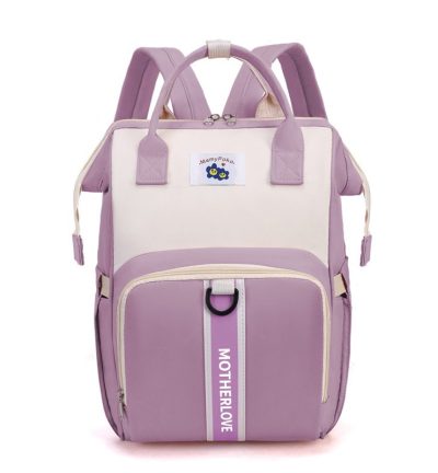 Purple New Large Capacity Mommy Bag – Portable and Lightweight Multi-Function Diaper Backpack, Stylish Baby and Mom Storage Bag