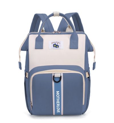 Blue New Large Capacity Mommy Bag – Portable and Lightweight Multi-Function Diaper Backpack, Stylish Baby and Mom Storage Bag