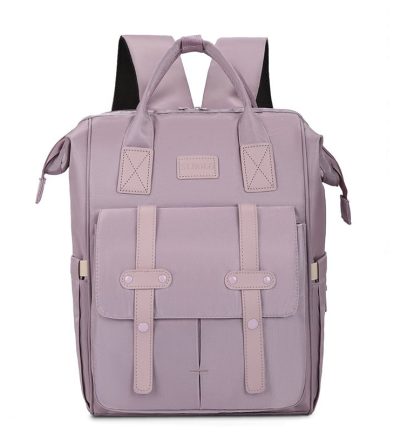 Purple Fashionable Multi-Function Mommy Bag - Large Capacity Diaper Tote and Backpack for Moms, Ideal for Travel and Everyday Use