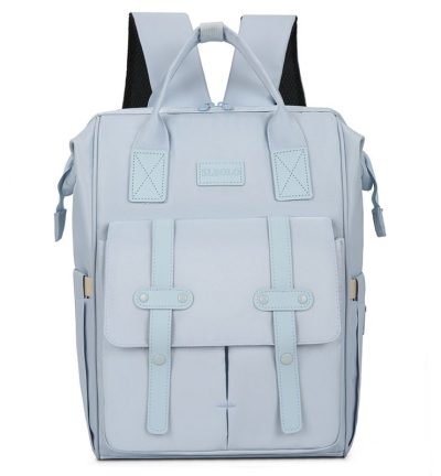 Light Blue Fashionable Multi-Function Mommy Bag - Large Capacity Diaper Tote and Backpack for Moms, Ideal for Travel and Everyday Use